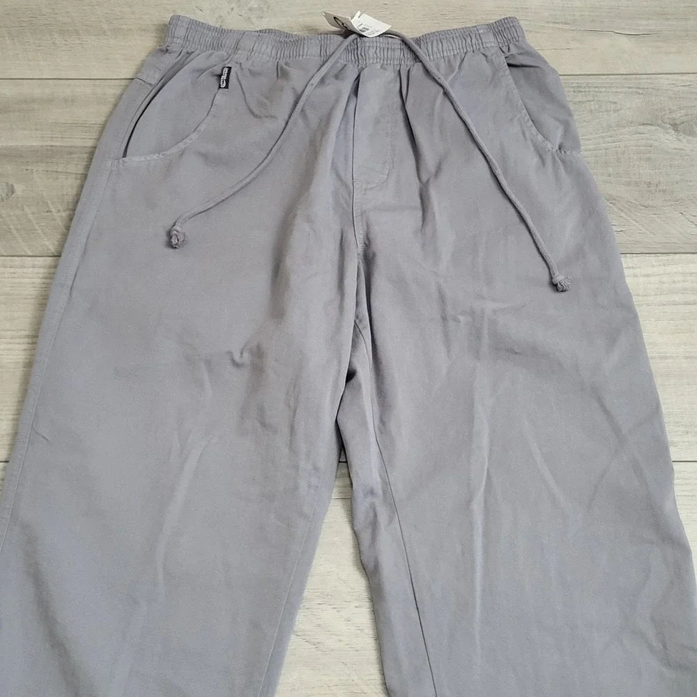 🌴NWT Crazy Shirts Hawaii Pants Mens L Smoke Gray Resort Relaxed Cotton Twill
